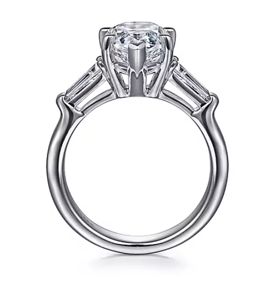 Bara - 18K White Gold Pear Shape Three Stone Diamond Engagement Ring