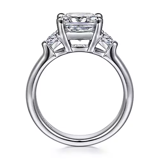 Emme - 18K White Gold Cushion Cut Three Stone Diamond Engagement Ring