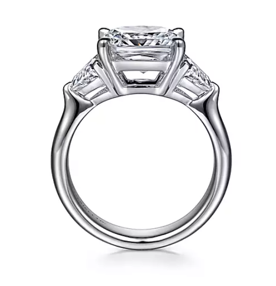 Meena - 18K White Gold Princess Cut Three Stone Diamond Engagement Ring