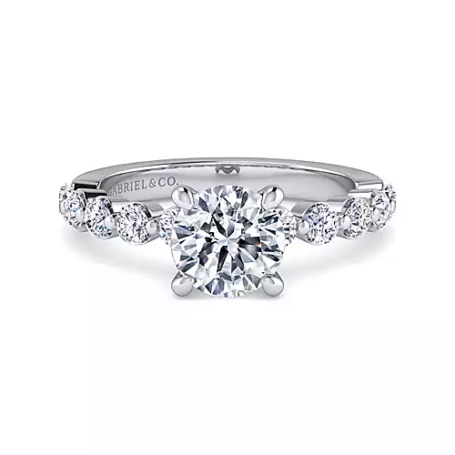 Silvey - 14K White Gold Round Single Prong Diamond Engagement Ring