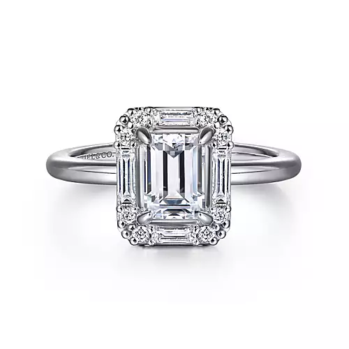 Jonah - 14K White Gold Emerald Halo Diamond Engagement Ring