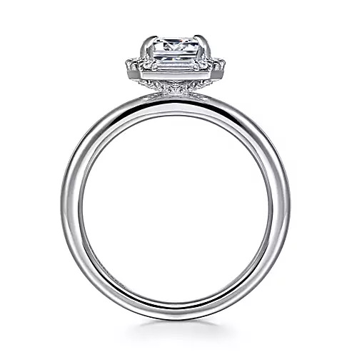 Jonah - 14K White Gold Emerald Halo Diamond Engagement Ring