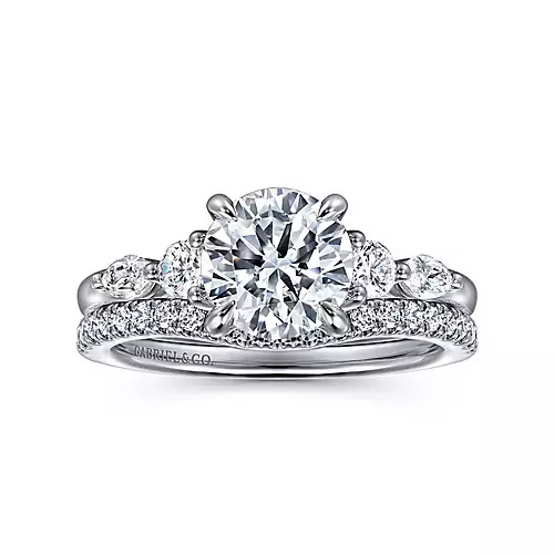 Cian - 14K White Gold Round Five Stone Diamond Engagement Ring