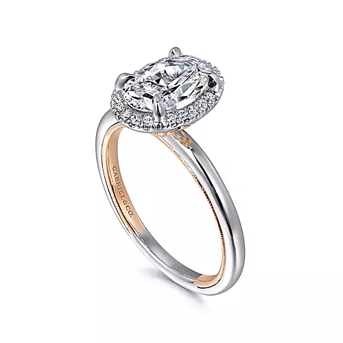 Amelie - 14K Rose Gold Oval Halo Diamond Engagement Ring