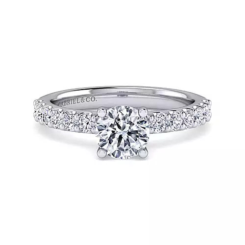 Amata - 14K White Gold Round Diamond Engagement Ring
