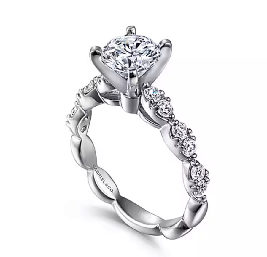 Rowan - 14K White Gold Round Diamond Engagement Ring
