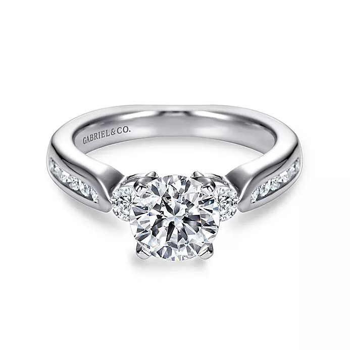 Julia - 14K White Gold Round Three Stone Diamond Engagement Ring