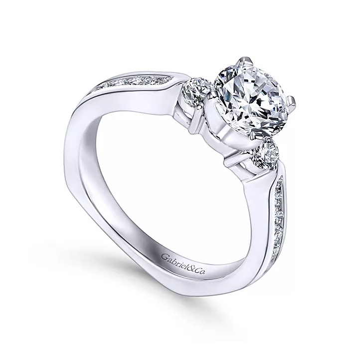 Julia - 14K White Gold Round Three Stone Diamond Engagement Ring