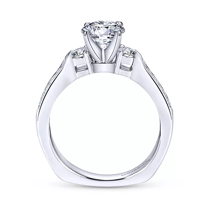Julia - 14K White Gold Round Three Stone Diamond Engagement Ring