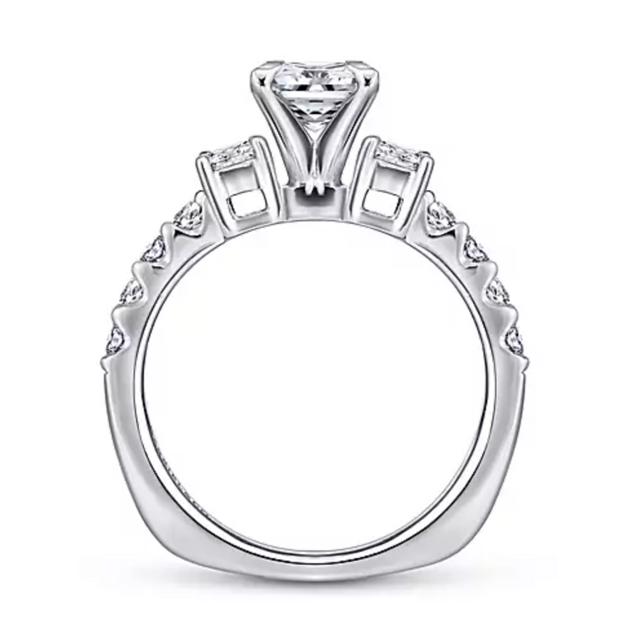 Emerson - 14K White Gold Princess Cut Three Stone Diamond Engagement Ring
