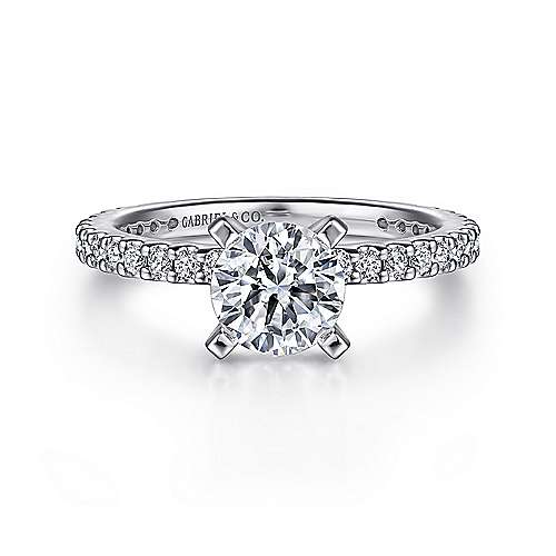 Logan - 14K White Gold Round Diamond Engagement Ring