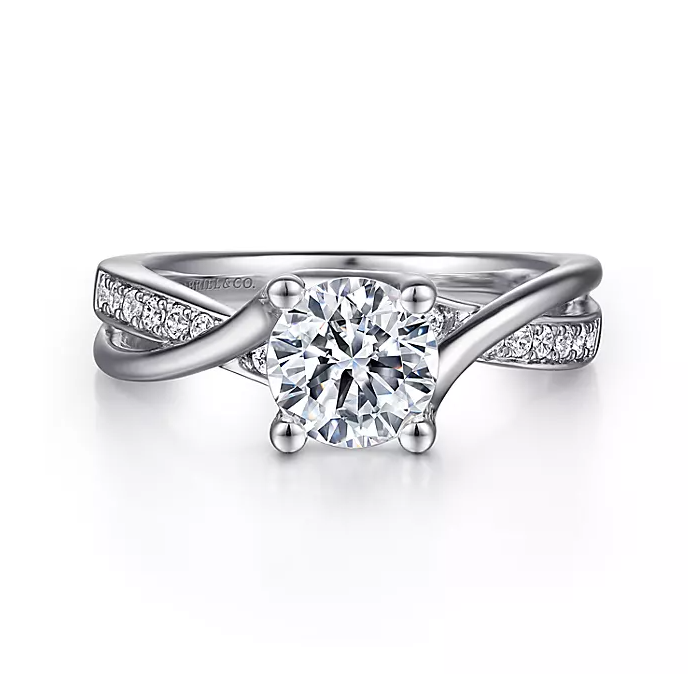 Aleesa - 14K White Gold Round Bypass Diamond Engagement Ring