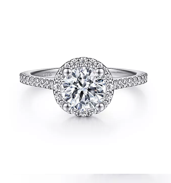 Carly - 14K White Gold Round Halo Diamond Engagement Ring