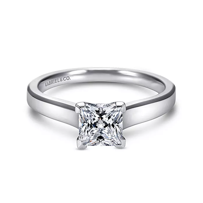 Enid - 14K White Gold Princess Cut Diamond Engagement Ring