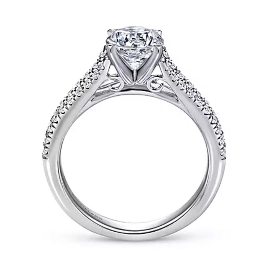 Janelle - 14K White Gold Round Split Shank Diamond Engagement Ring