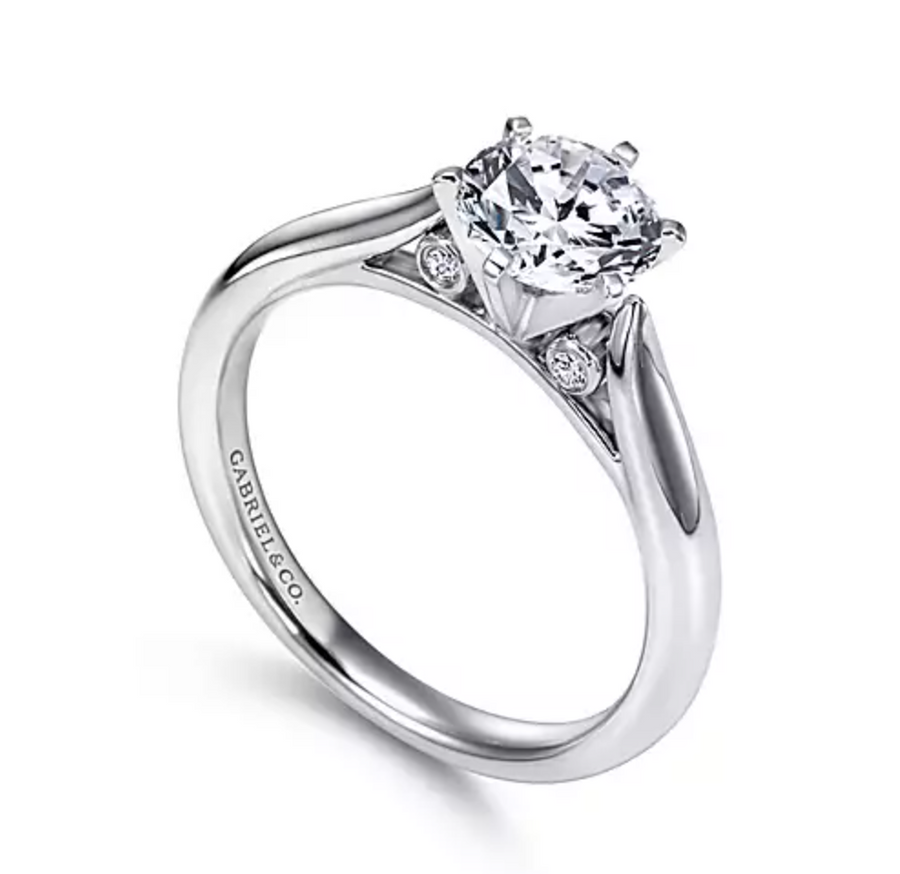 Cassie - 14K White Gold Round Diamond Engagement Ring