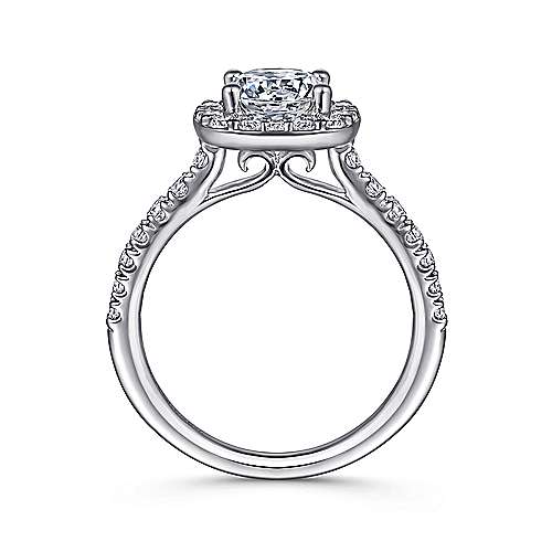 Lyla - 14K White Gold Cushion Halo Round Diamond Engagement Ring