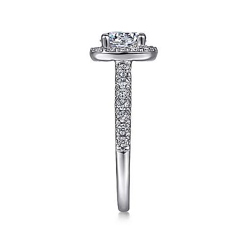 Lyla - 14K White Gold Cushion Halo Round Diamond Engagement Ring