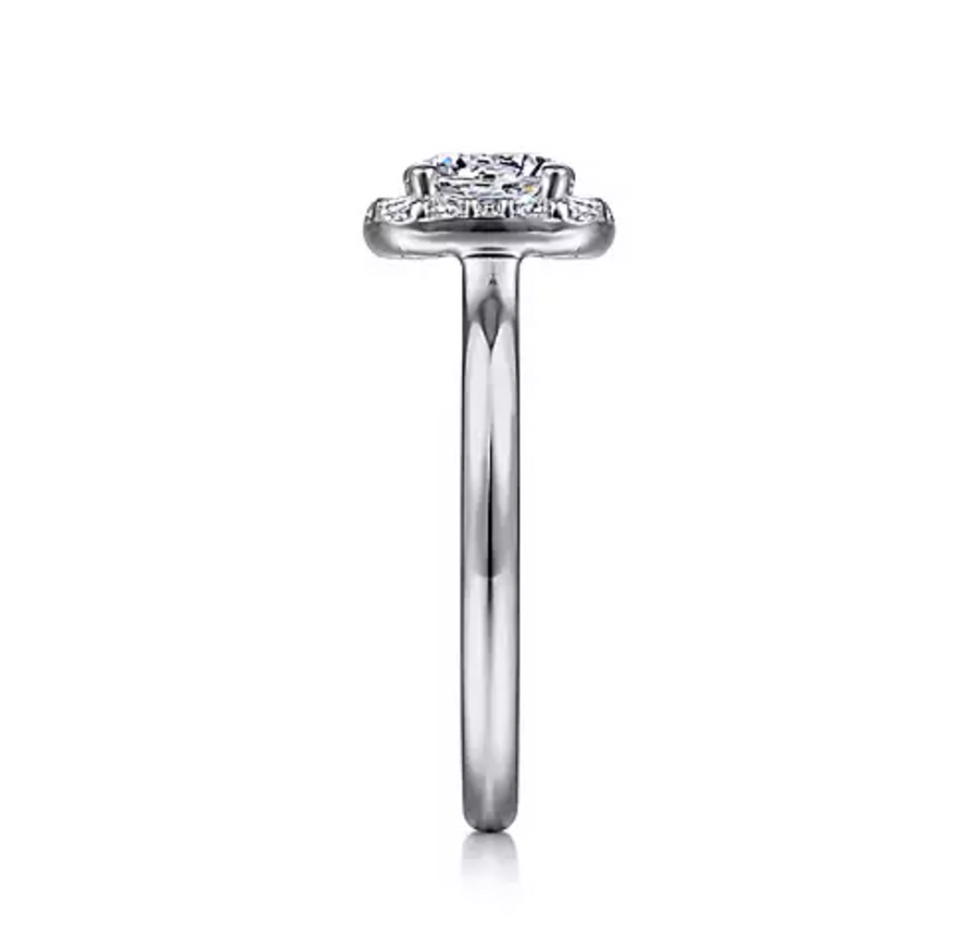 Miley - 14K White Gold Cushion Halo Round Diamond Engagement Ring