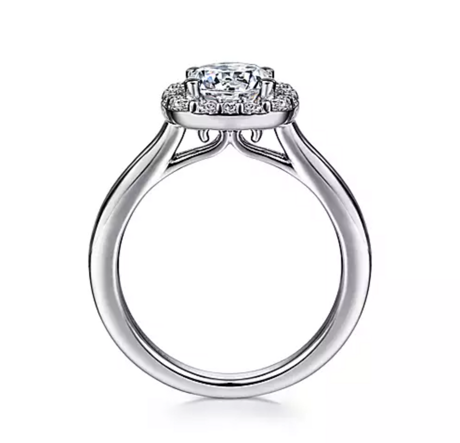 Miley - 14K White Gold Cushion Halo Round Diamond Engagement Ring