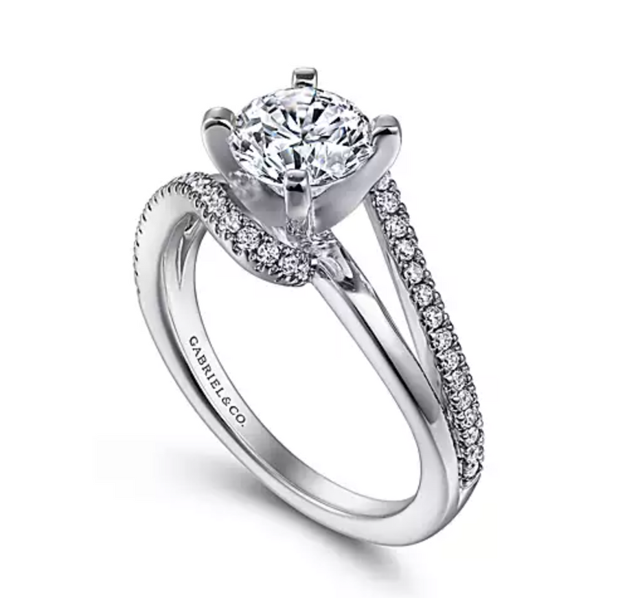 Naomi - 14K White Gold Round Bypass Diamond Engagement Ring