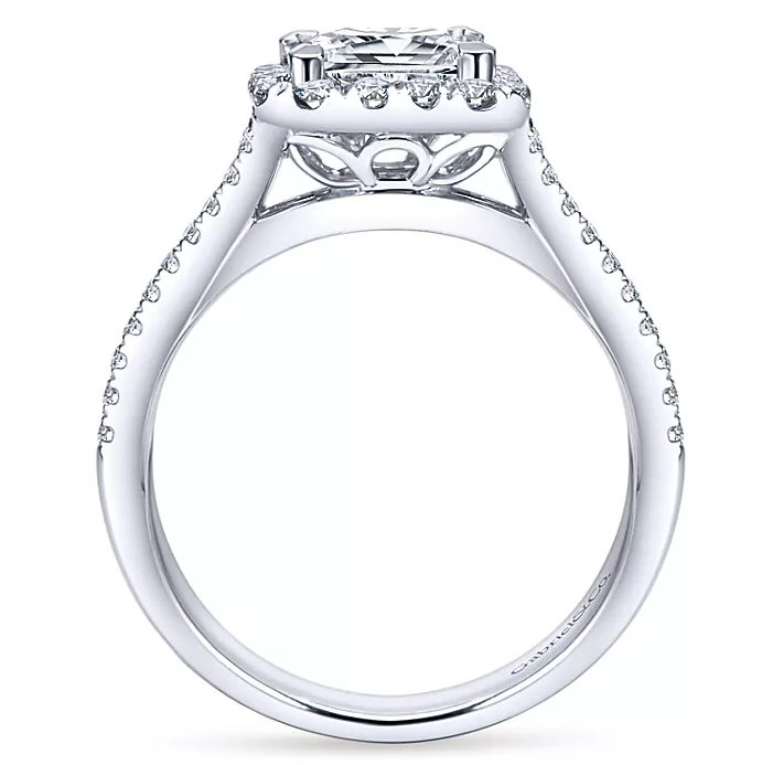 Corinna - 14K White Gold Princess Halo Diamond Engagement Ring