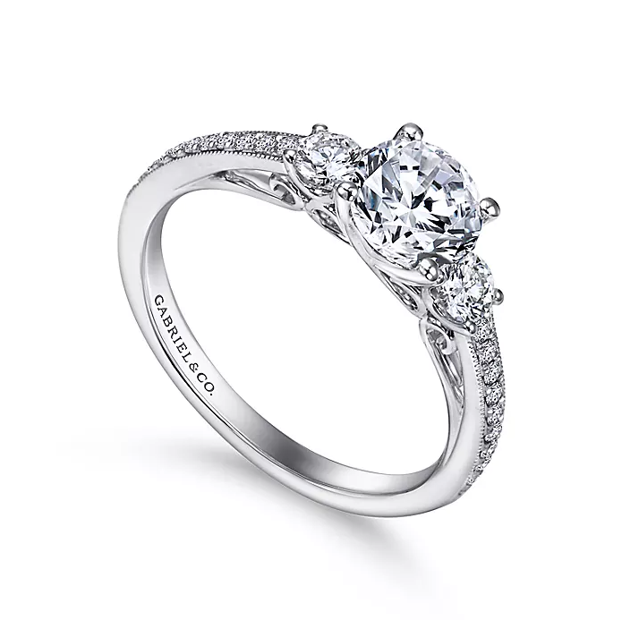 Rory - 14K White Gold Round Three Stone Diamond Engagement Ring