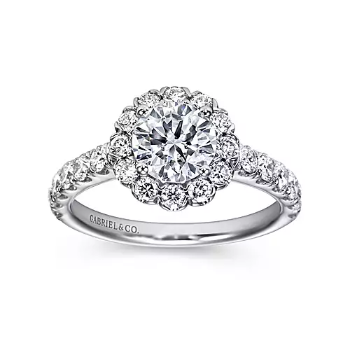 Rosalyn - 14K White Gold Round Halo Diamond Engagement Ring