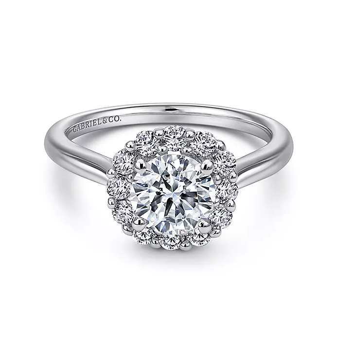 Althea - 14K White Gold Round Halo Diamond Engagement Ring