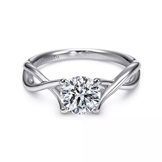 Kylo - 14K White Gold Round Twisted Diamond Engagement Ring