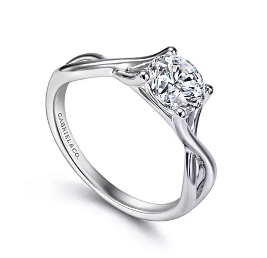 Kylo - 14K White Gold Round Twisted Diamond Engagement Ring