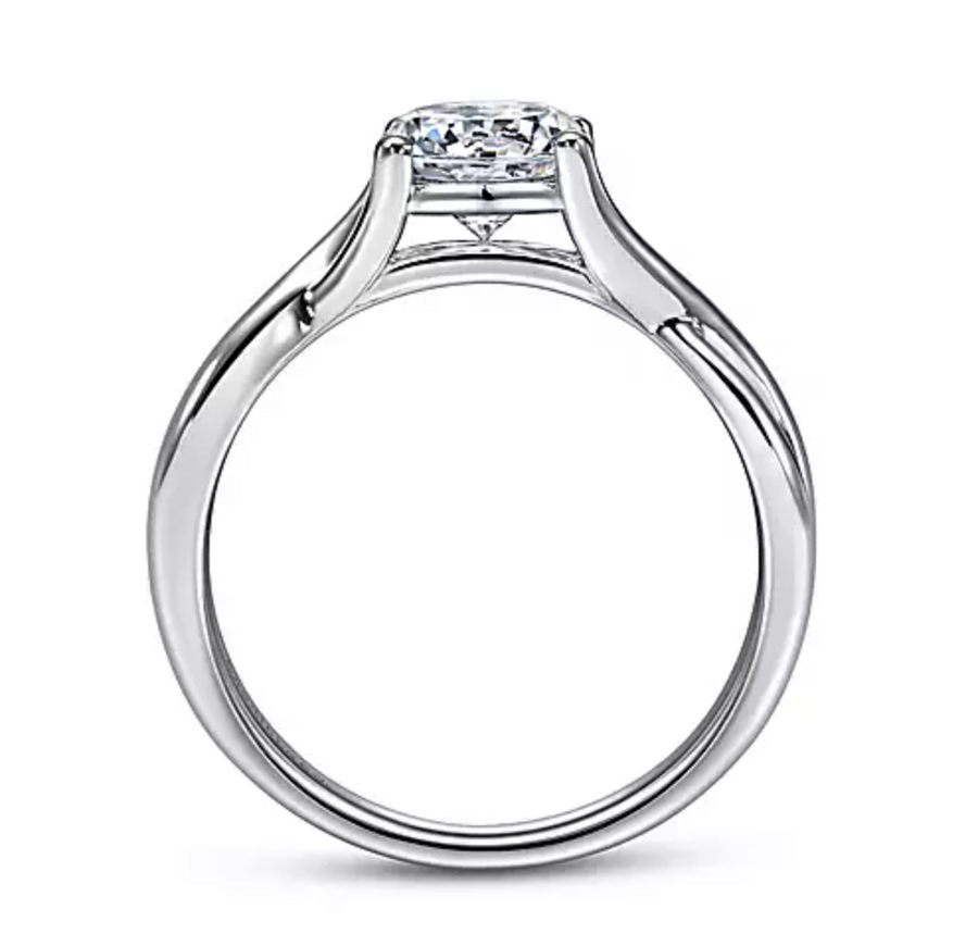 Kylo - 14K White Gold Round Twisted Diamond Engagement Ring