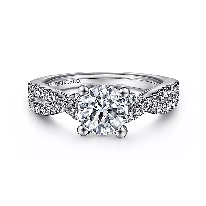 Gina - 14K White Gold Round Twisted Diamond Engagement Ring