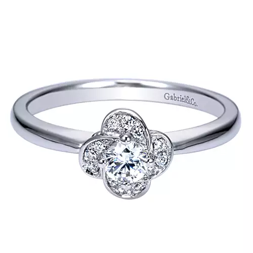 Nevada - 14K White Gold Round Halo Diamond Engagement Ring