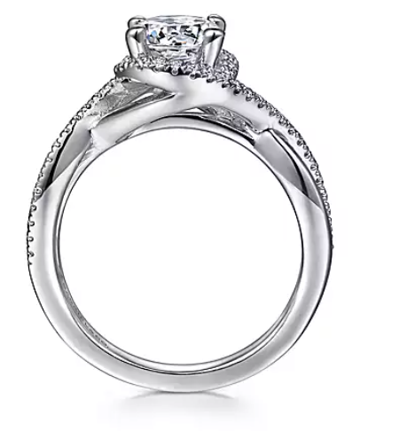 Courtney - 14K White Gold Round Halo Diamond Engagement Ring