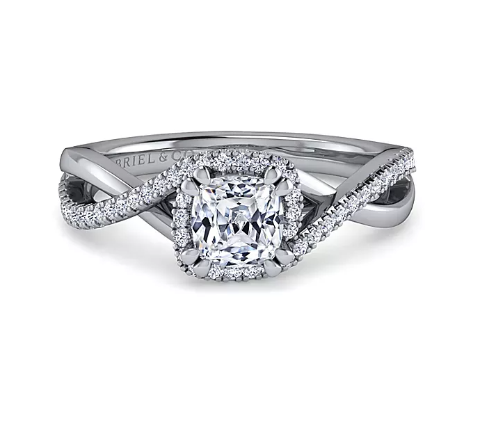 Courtney - 14K White Gold Round Halo Diamond Engagement Ring