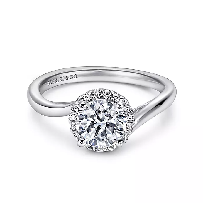 Amalfi - 14K White Gold Round Halo Diamond Engagement Ring