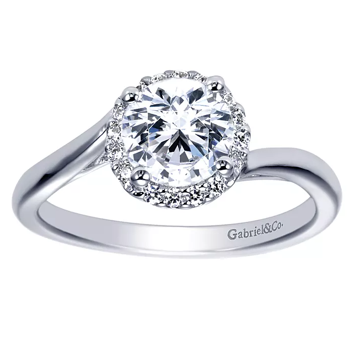 Amalfi - 14K White Gold Round Halo Diamond Engagement Ring