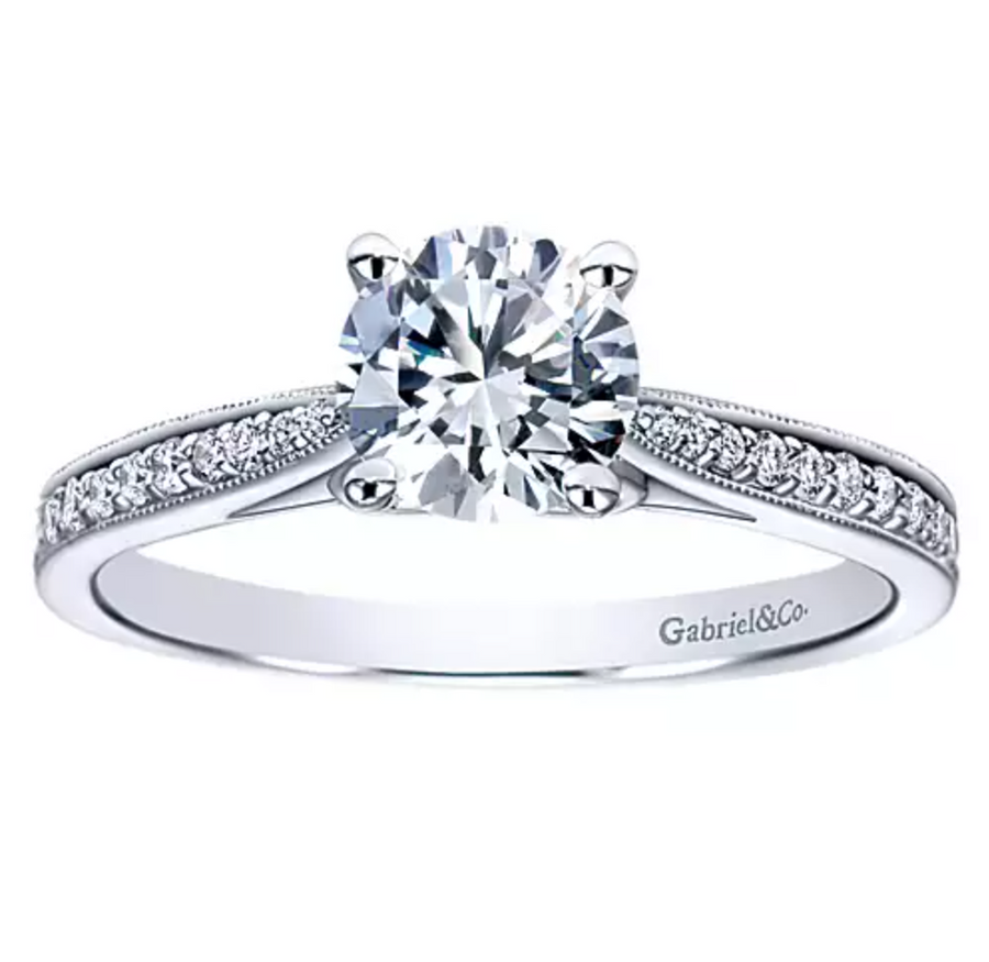 Cameo - 14K White Gold Round Diamond Engagement Ring