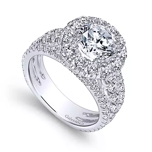 Lainey - 14K White Gold Round Halo Diamond Engagement Ring