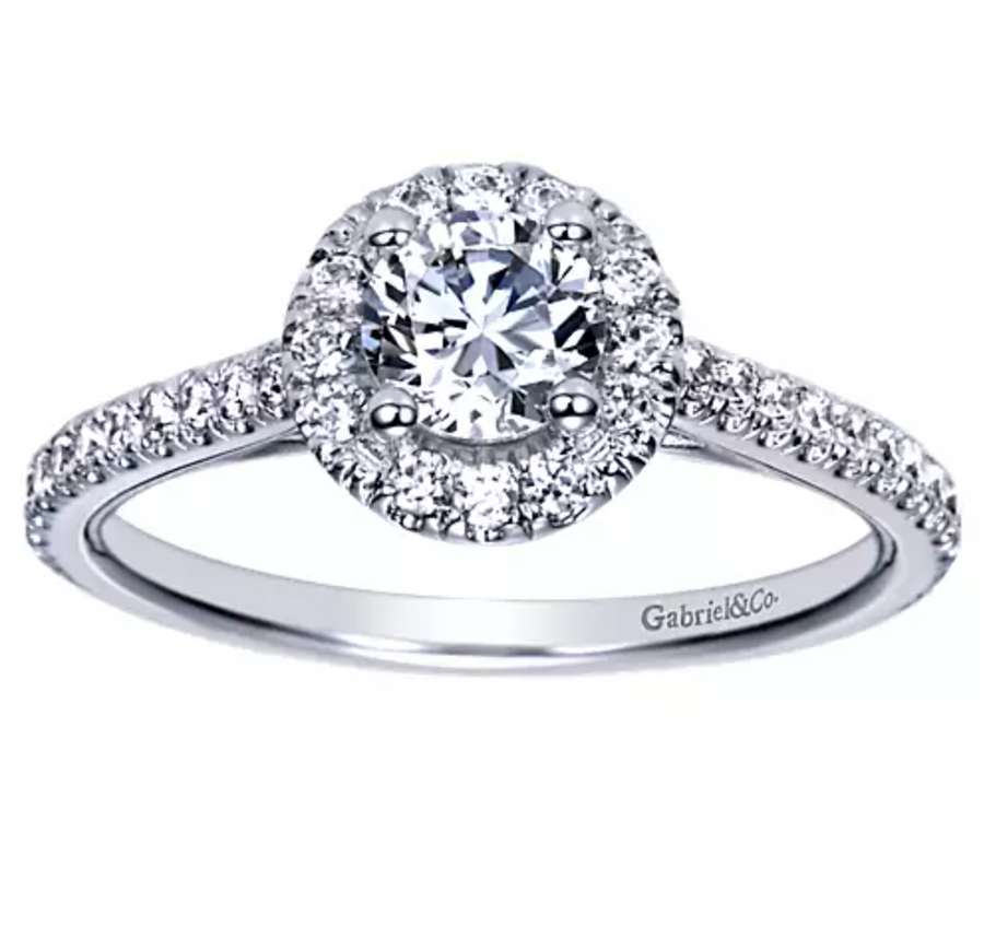 Emry - 14K White Gold Round Halo Diamond Engagement Ring