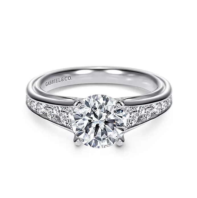Dallas - 14K White Gold Round Diamond Engagement Ring