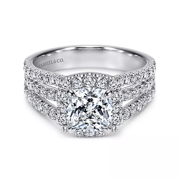 Sabrina - 14K White Gold Cushion Halo Diamond Engagement Ring