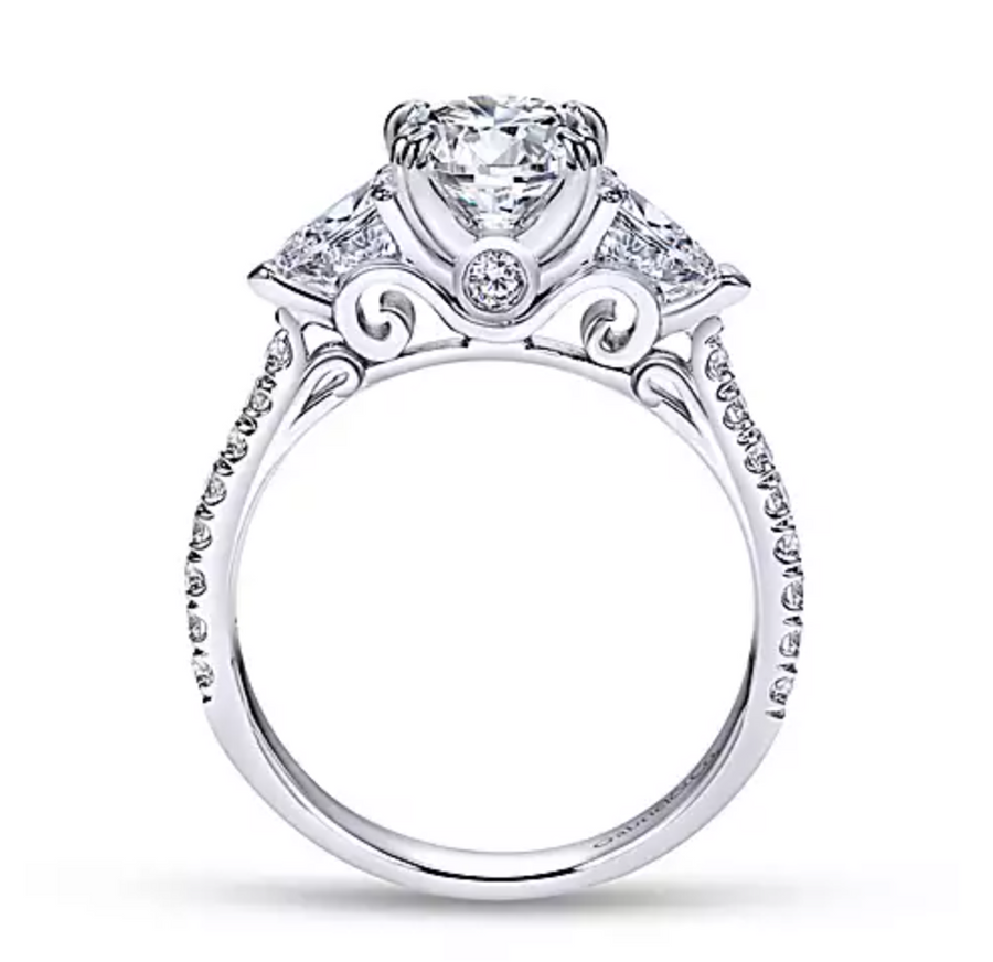 Sookie - 14K White Gold Oval Three Stone Diamond Engagement Ring