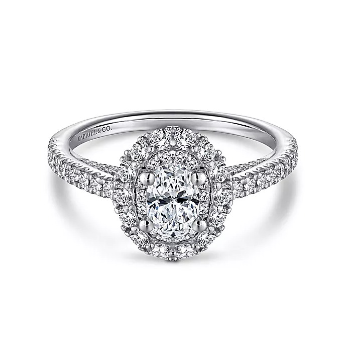 Roseley - 14k White Gold Oval Double Halo Complete Diamond Engagement Ring