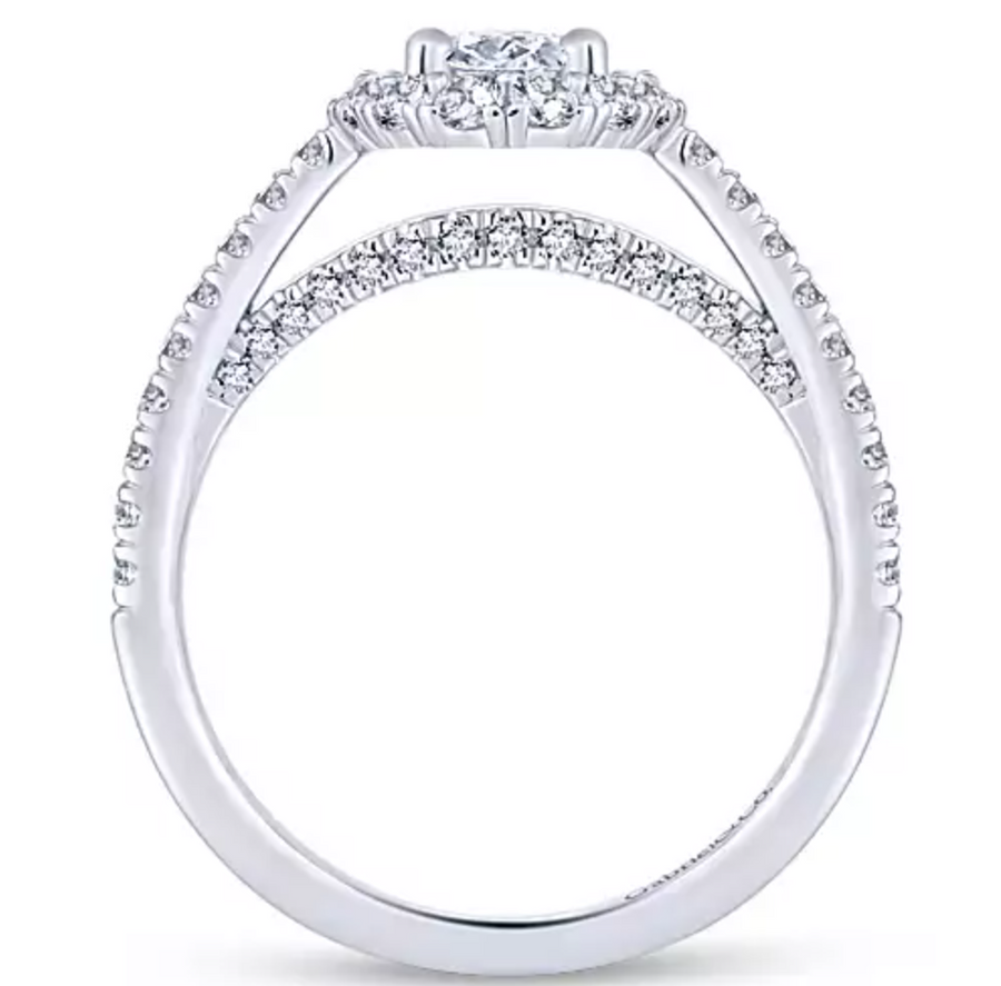 Roseley - 14k White Gold Oval Double Halo Complete Diamond Engagement Ring
