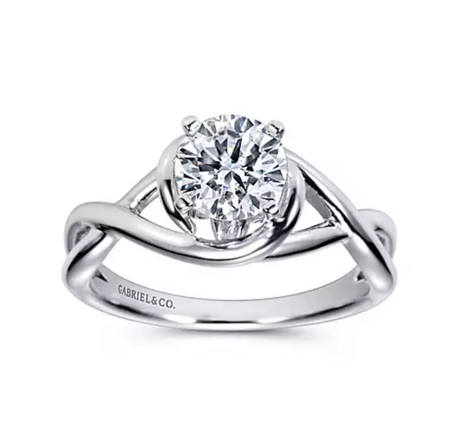 Celine - 14K White Gold Round Twisted Diamond Engagement Ring