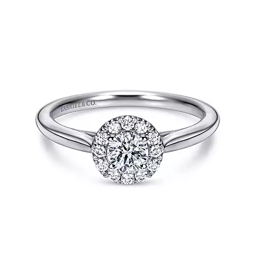 Casapia - 14K White Gold Round Halo Complete Diamond Engagement Ring