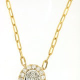 Yellow Gold Baghuette And Round Diamond Link Necklace