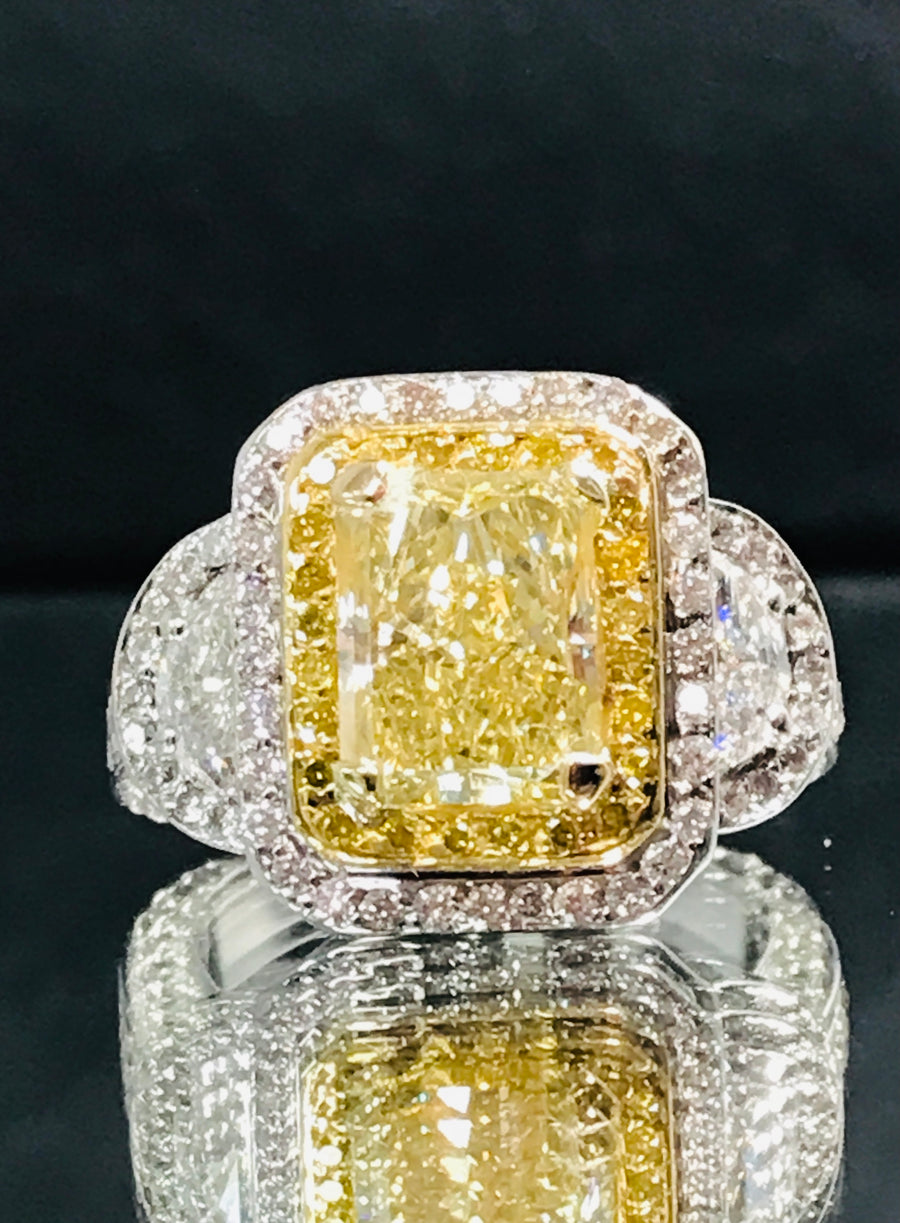 Yellow Diamond Engagment Ring 2.38ct Radiant